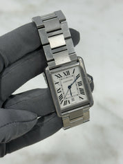 Cartier Tank Solo Date XL Roman Stainless Steel 31mm Automatic Mens Watch 3515