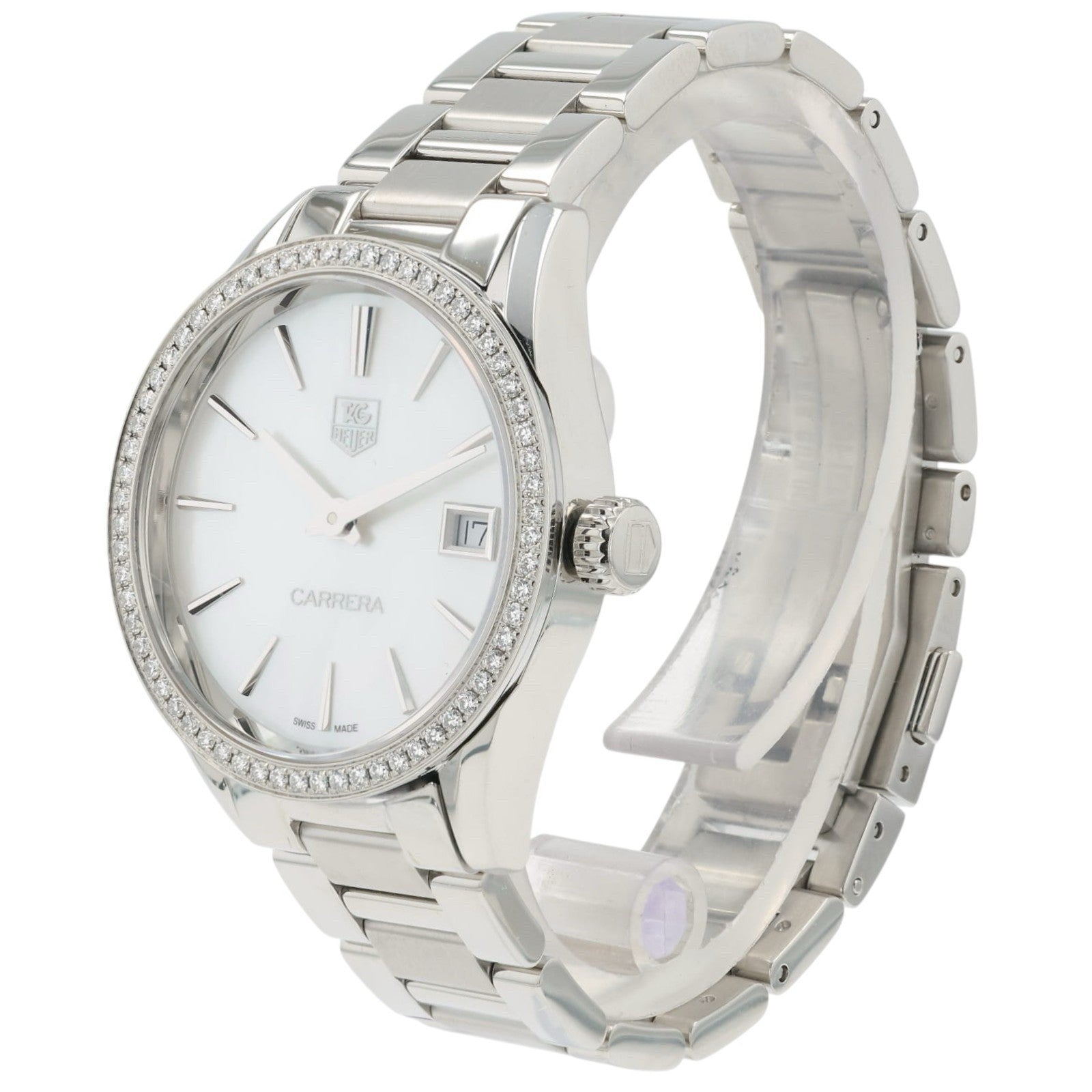 Tag Heuer Carrera Mother Of Pearl Dial Stainless Steel 32mm Quartz Watch WAR1315