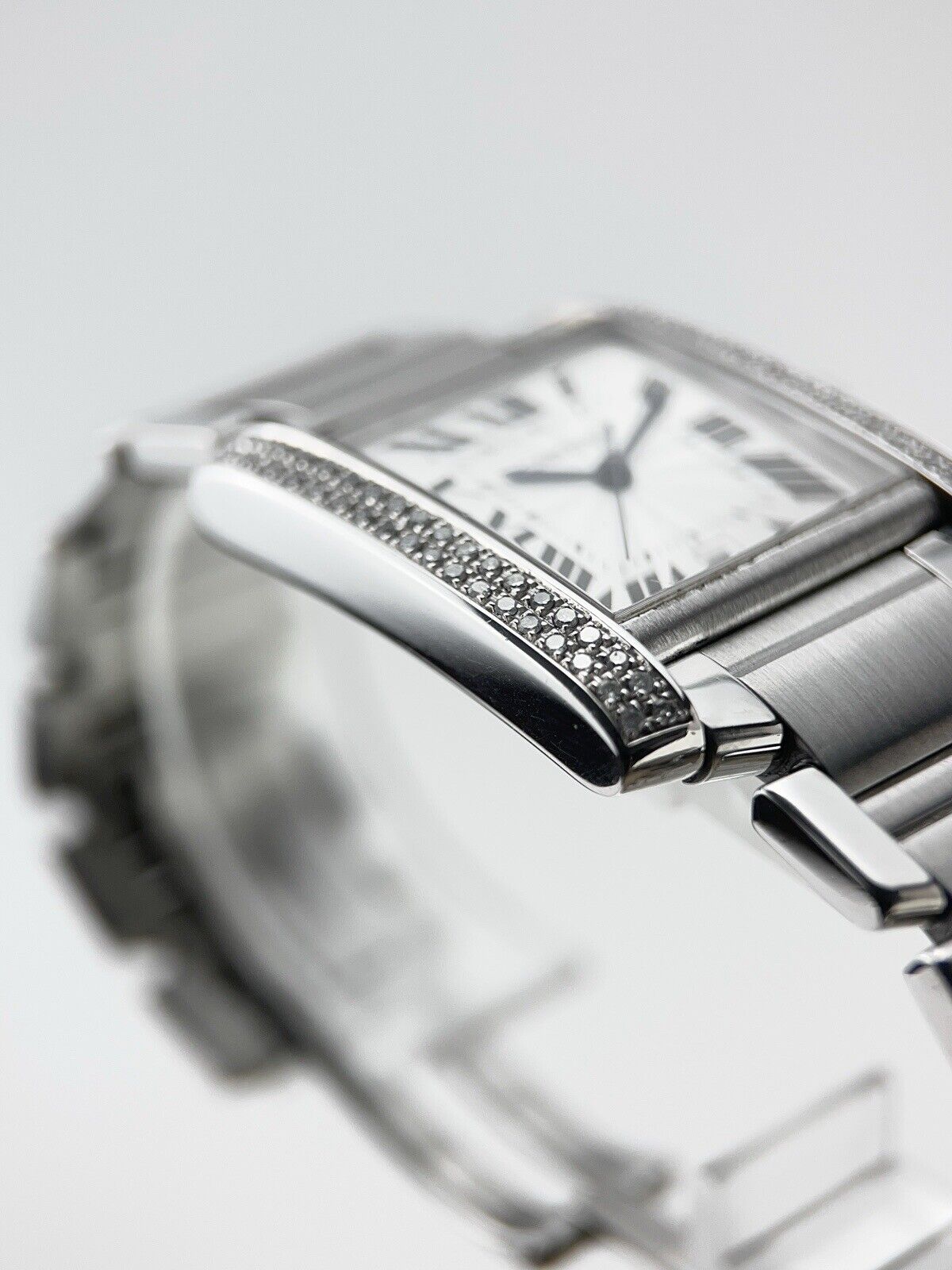 Cartier Tank Francaise Stainless Steel Automatic Watch W51002Q3 Diamonds