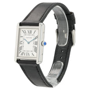 Cartier Tank Solo Silver Dial Stainless Steel 27x34mm Quartz Mens Watch W1018355