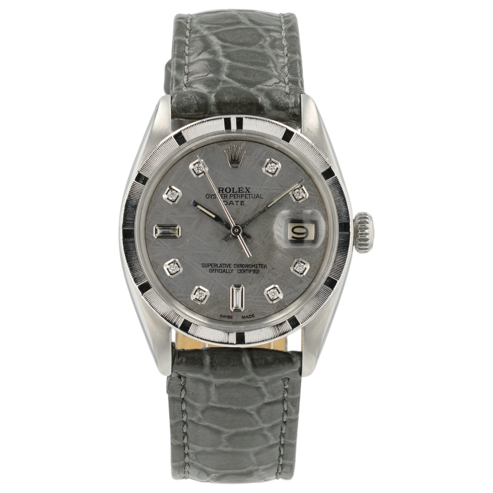 Rolex Oyster Perpetual Date Gray Dial Steel 34mm Auto Unisex Watch 1501