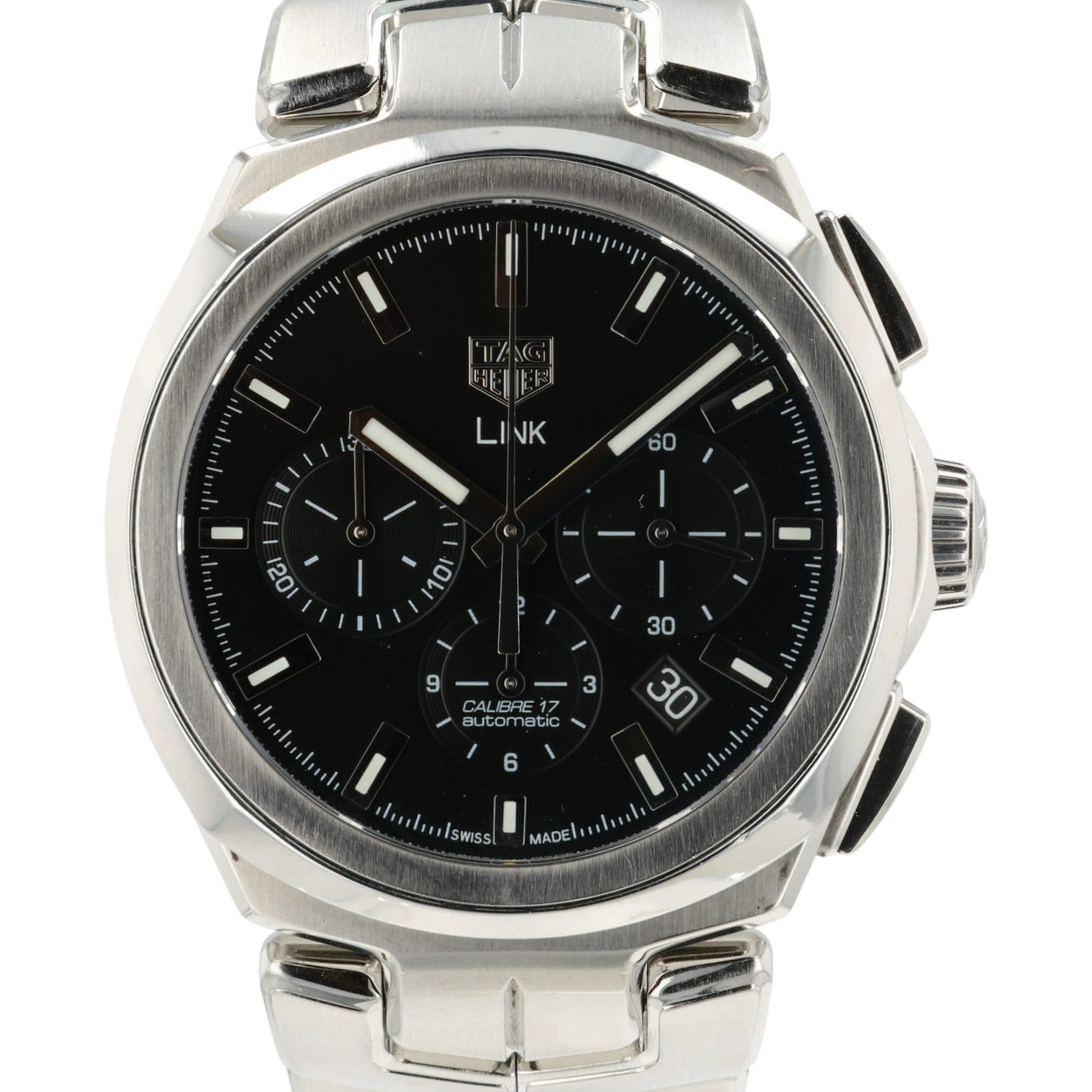 Tag Heuer Link Chrono Black Dial Stainless Steel 42mm Automatic Mens CBC2110