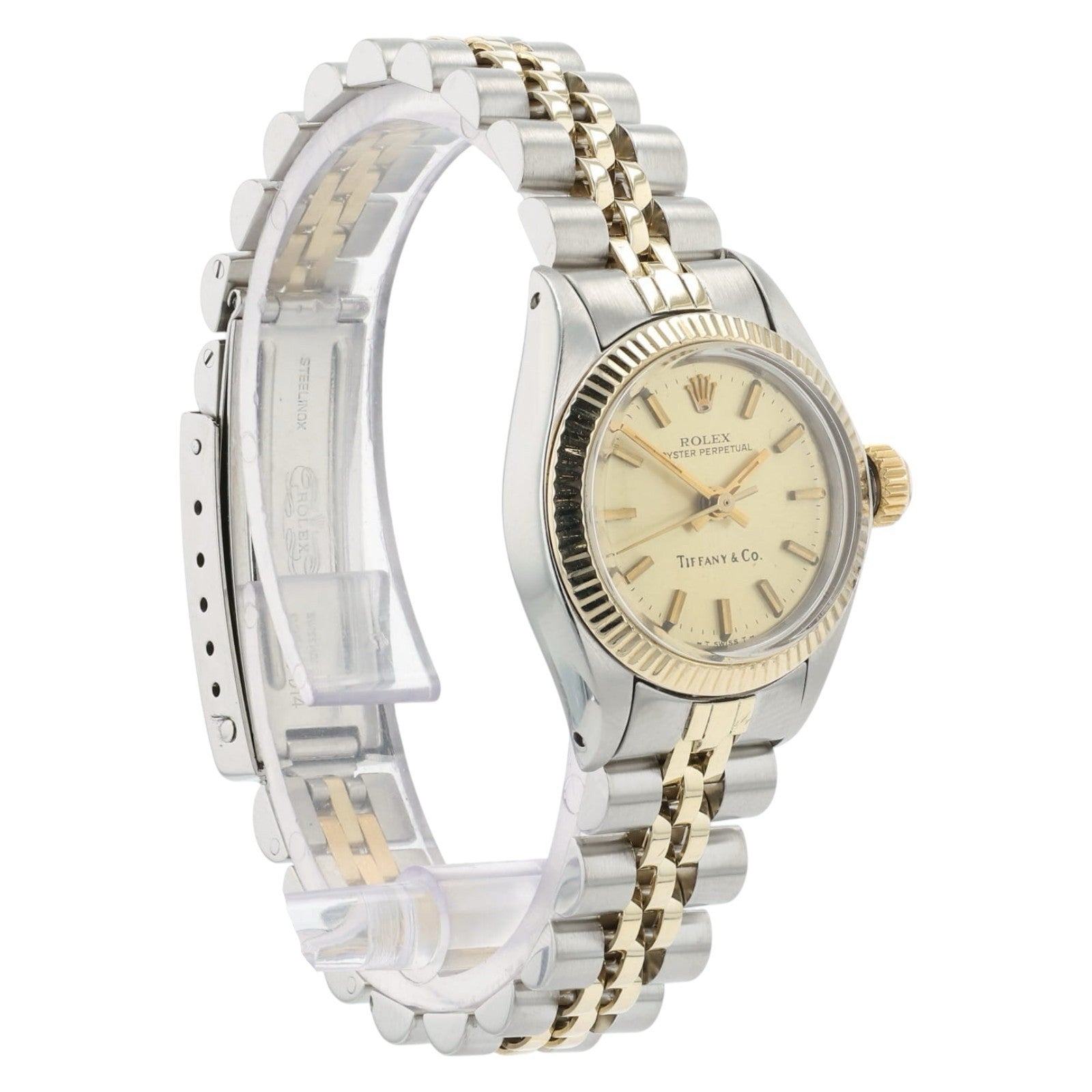 Rolex Oyster Perpetual Tiffany Dial Gold & Steel 26mm Automatic Women's 6719