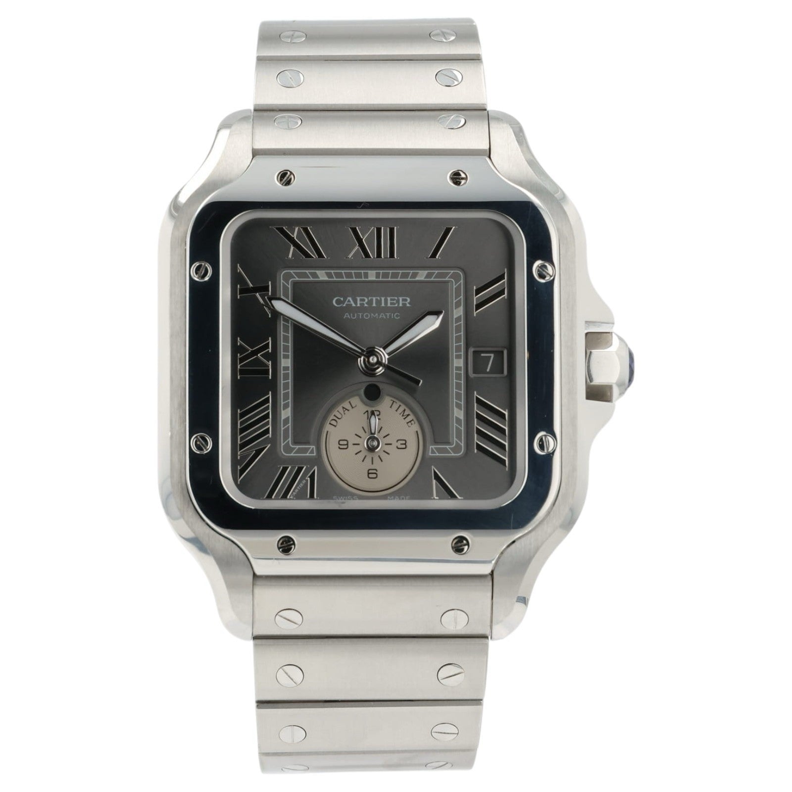 Cartier Santos Dial Time Gray Dial Steel 40.2mm Automatic Men’s Watch WSSA0076