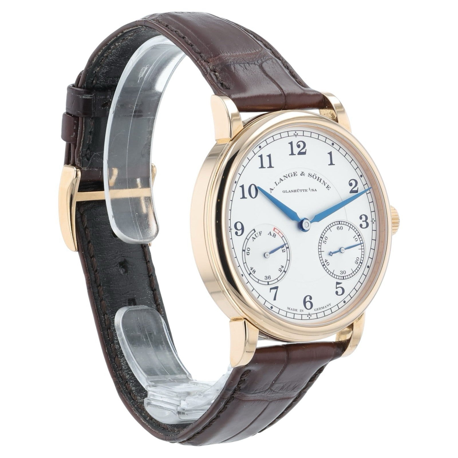 A Lange & Sohne 1815 UP/DOWN 18k Rose Gold Silver Dial 39mm Manual Wind 234.032