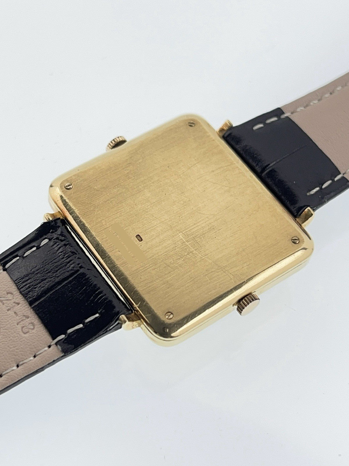 Bueche Girod Dual Time 18k Yellow Gold Black Dial 35mm Manual Wind Watch YG6733