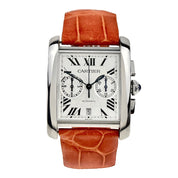 Cartier Tank MC Chronograph Ref 3666 Automatic Silver Dial 33x44mm Steel Watch