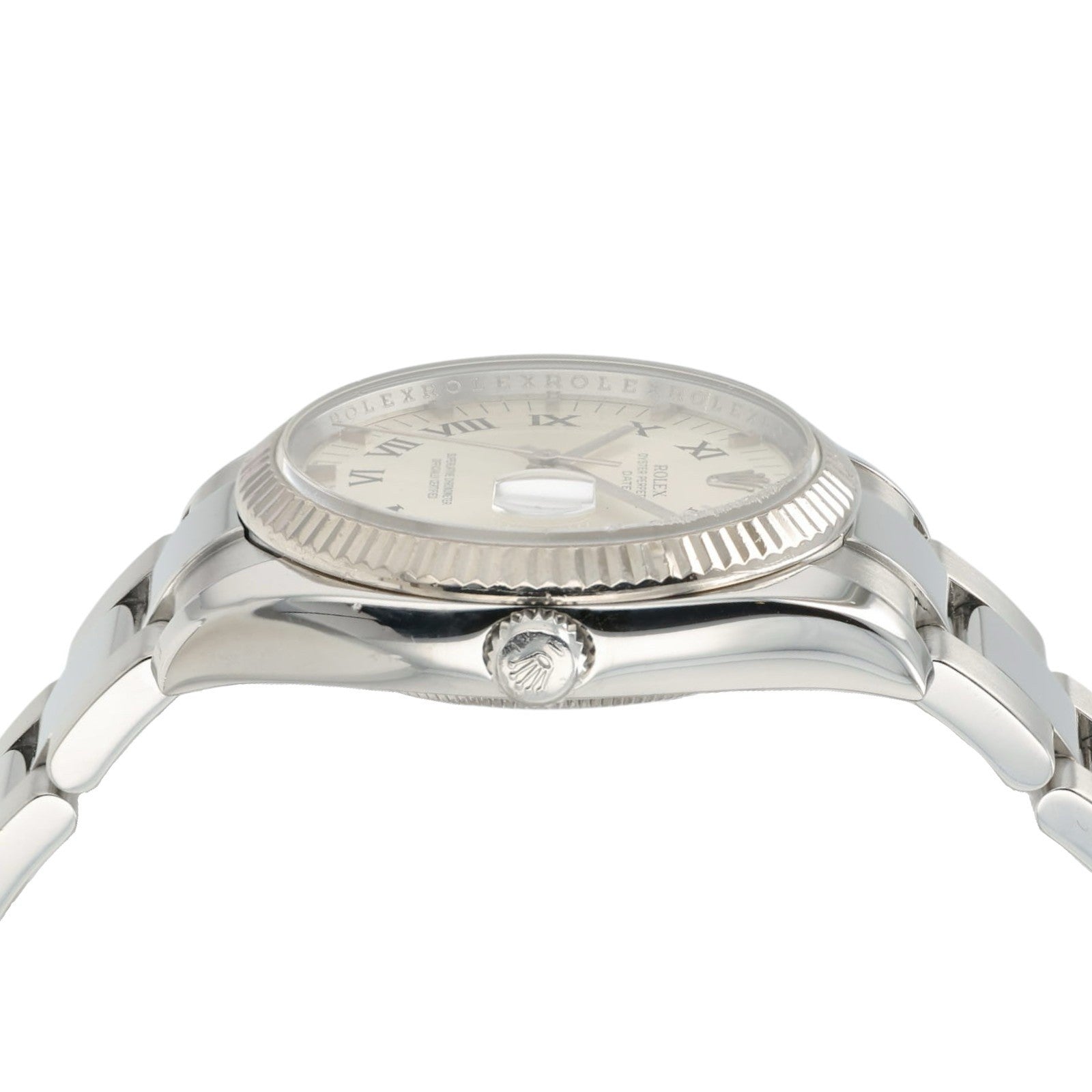 Rolex Date Silver Roman Dial Stainless Steel 34mm Automatic Watch 115234