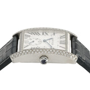 Cartier Tank Silver Dial Stainless Steel Diamond 34mm Automatic Watch WSTA0007