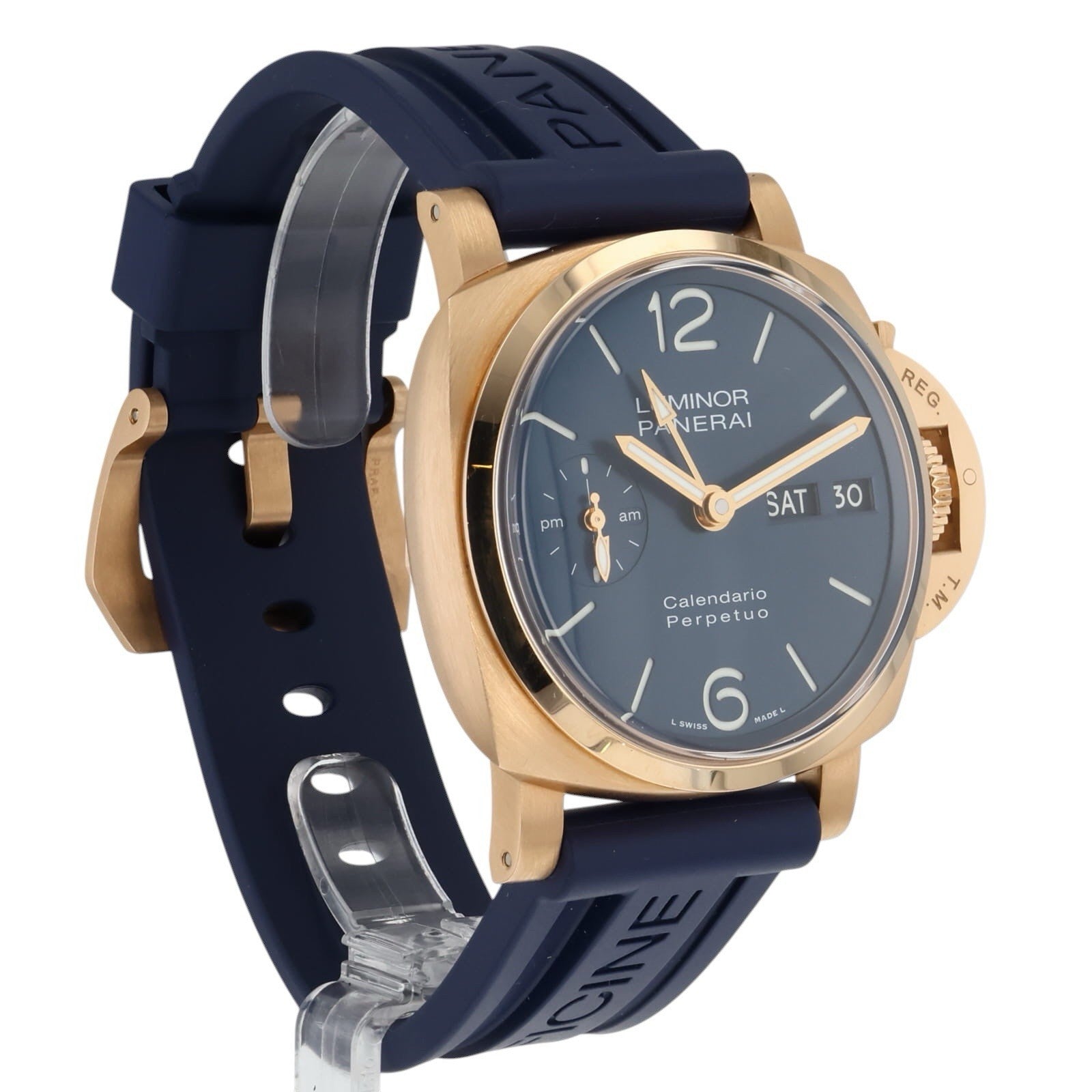 Panerai Luminor Perpetual Calendar Blue Dial Rose Gold 44mm PAM00742 -  Full Set