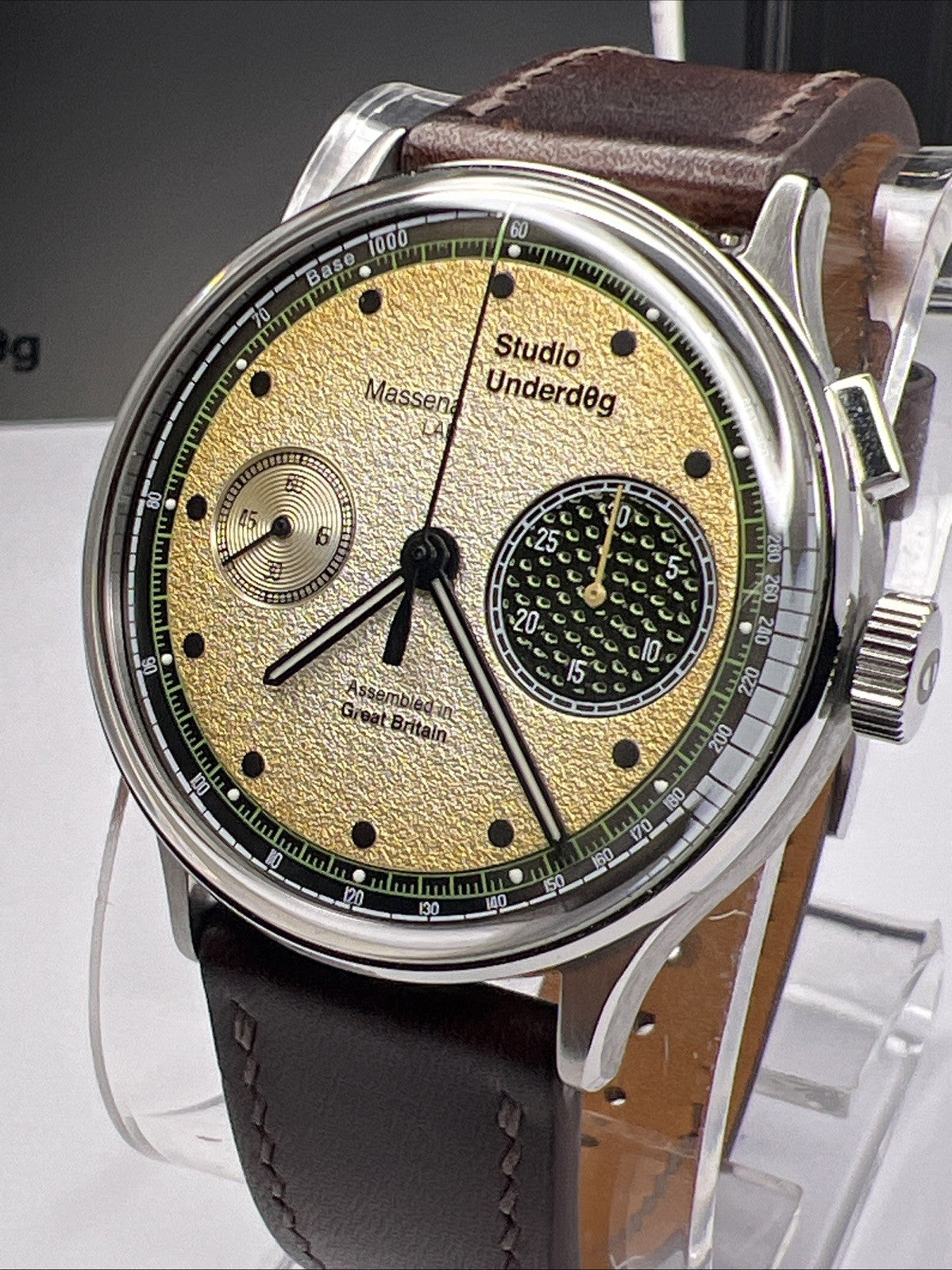Studio Underdog Massena LAB Champagne Caviar 38.5mm Chronograph Watch Box Papers