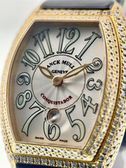 Franck Muller Conquistador Lady 18k Yellow Gold Silver Tone 28mm Auto Lady SC D