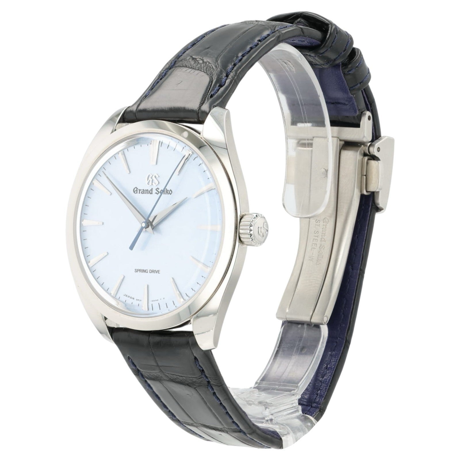 Grand Seiko Omiwatari Blue Dial Steel 38.5 Manual Wind Mens Watch SBGY007
