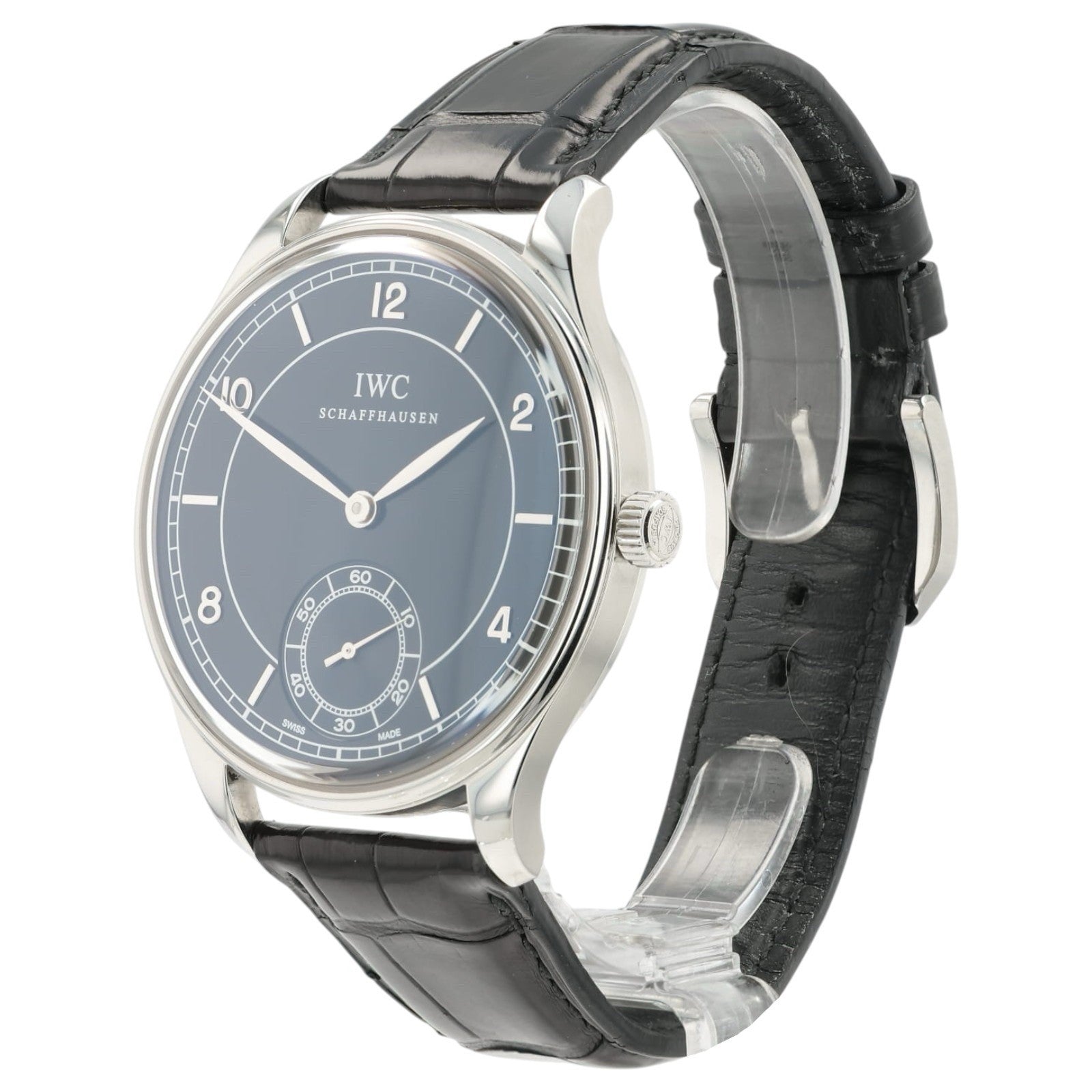 IWC Portuguese Black Dial Stainless Steel 44mm Manual Wind Mens Watch IW544501