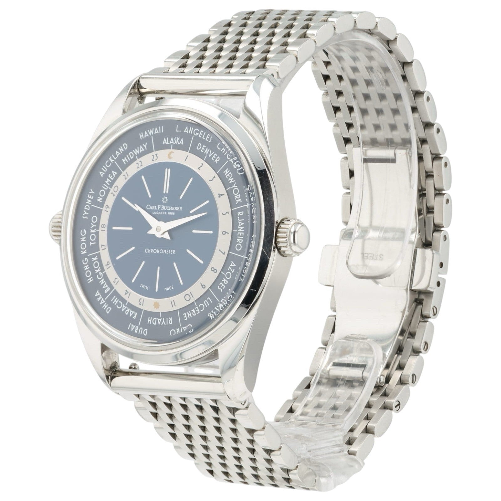 Carl F Bucherer x Hodinkee Worldtimer Blue Dial Steel 39mm 00.10805.08.53.98