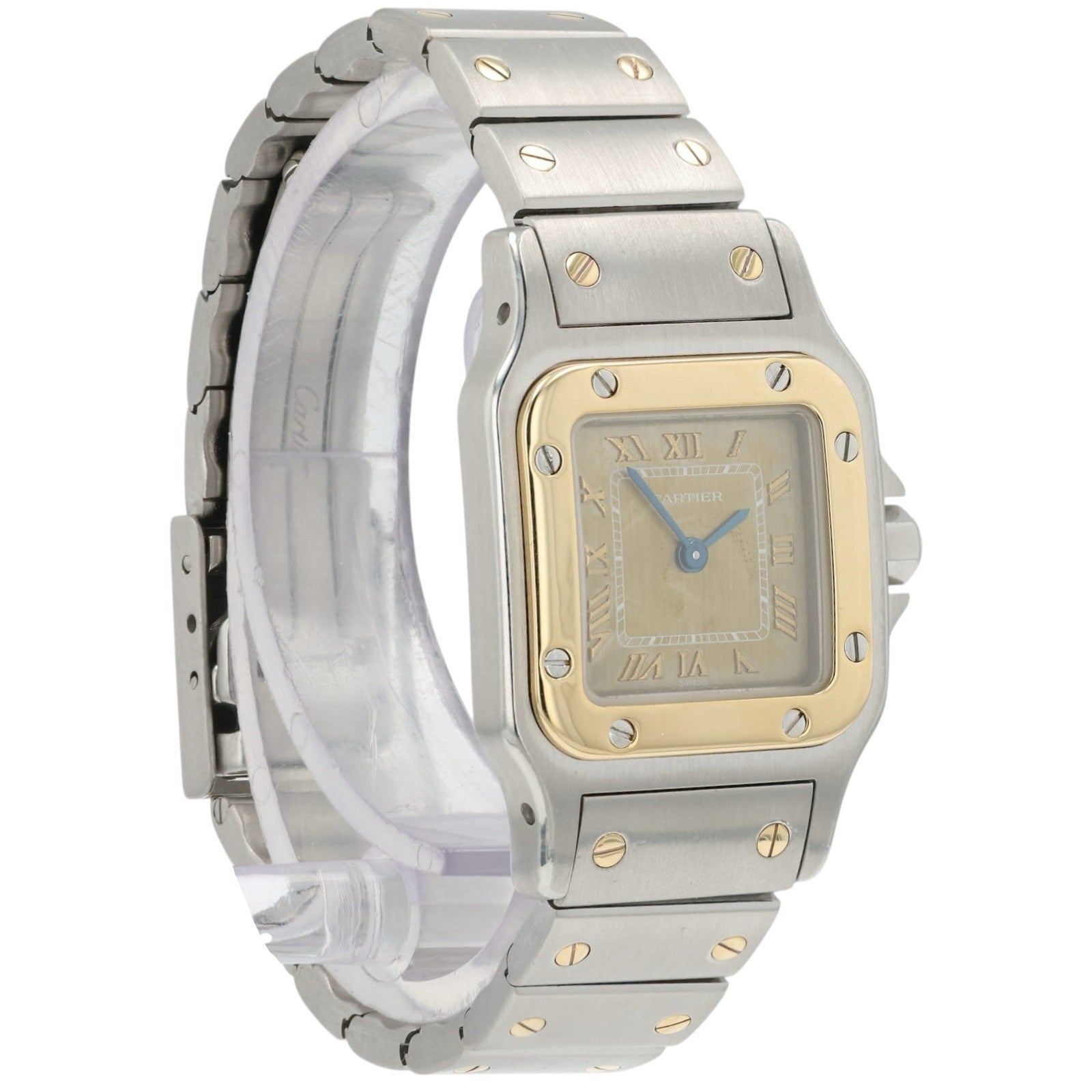 Cartier Santos Galbee Gold Dial Steel And Gold 24mm Quartz Women's Watch 1567