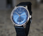 Glashutte Original Senator Sixties Steel Blue Dial Mens Watch - Box & Papers