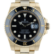 Rolex Submariner Black Dial 18k Yellow Gold 40mm Automatic Movement 116618LN