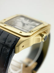 Cartier Santos 18k Yellow Gold Silver Dial 38mm Automatic Watch W20078Y1