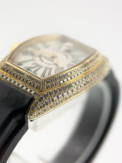 Franck Muller Conquistador Lady 18k Yellow Gold Silver Tone 28mm Auto Lady SC D