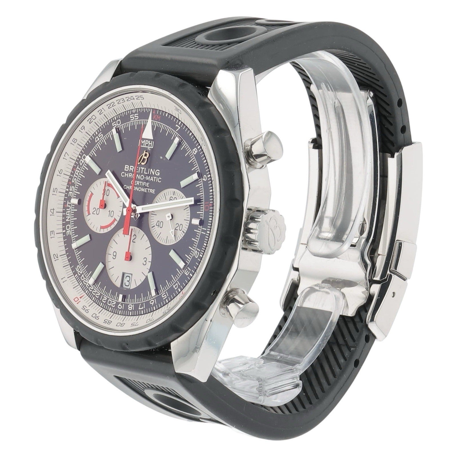 Breitling Chrono-Matic Steel Black Dial 49mm Automatic Mens Chrono Watch A14360