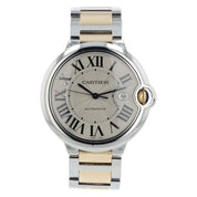 Cartier Ballon Bleu Silver Dial Gold & Steel 42mm Automatic Mens Watch W69009Z3