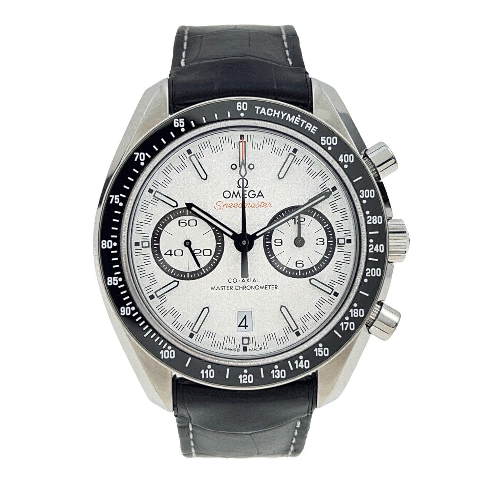 Omega Speedmaster Racing Stainless Steel White 44mm Automatic Men’s Watch B&P