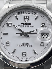 Tudor Prince Date Day 76200 White Dial Swiss Automatic Men's Watch 36mm Steel