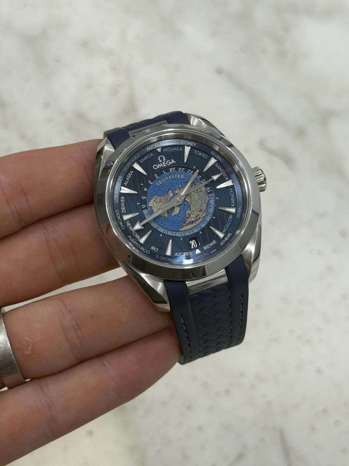 Omega Seamaster Aqua Terra Worldtimer Steel Blue Dial Auto 220.12.43.22.03.001