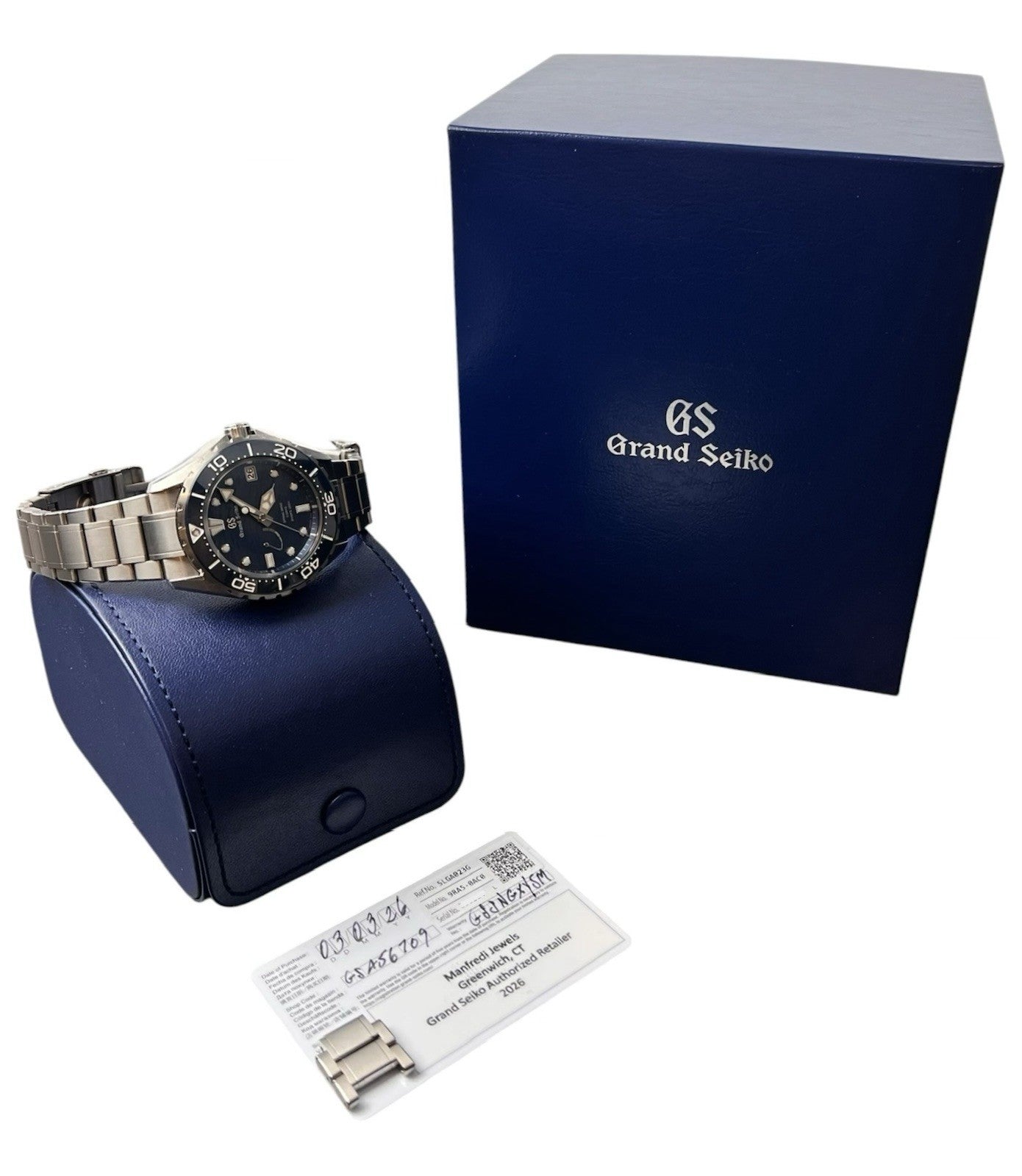 Grand Seiko Evolution 9 Blue Dial Titanium 43.8mm Automatic Mens Watch SLGA023