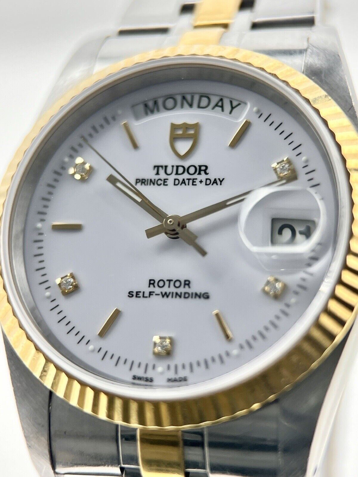 Tudor Prince Day Date 76213 Automatic 36mm White Dial Gold Steel Watch