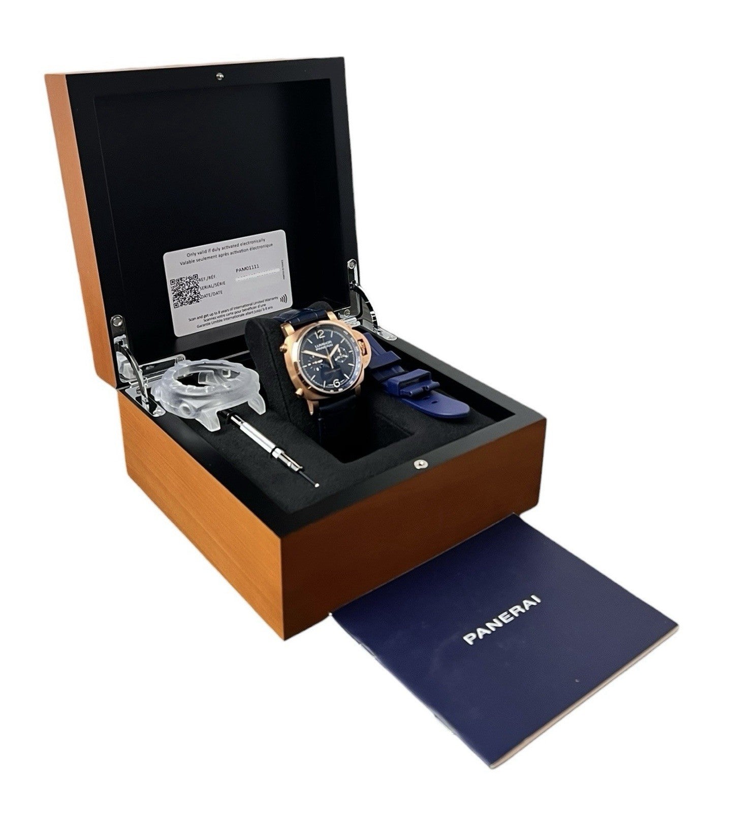 Panerai Luminor Marina 18k Rose Gold  Blue Dial 44mm Automatic Mens PAM01111