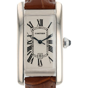 Cartier Tank Americaine 18k White Gold Silver Dial 24mm Automatic Watch W2603656