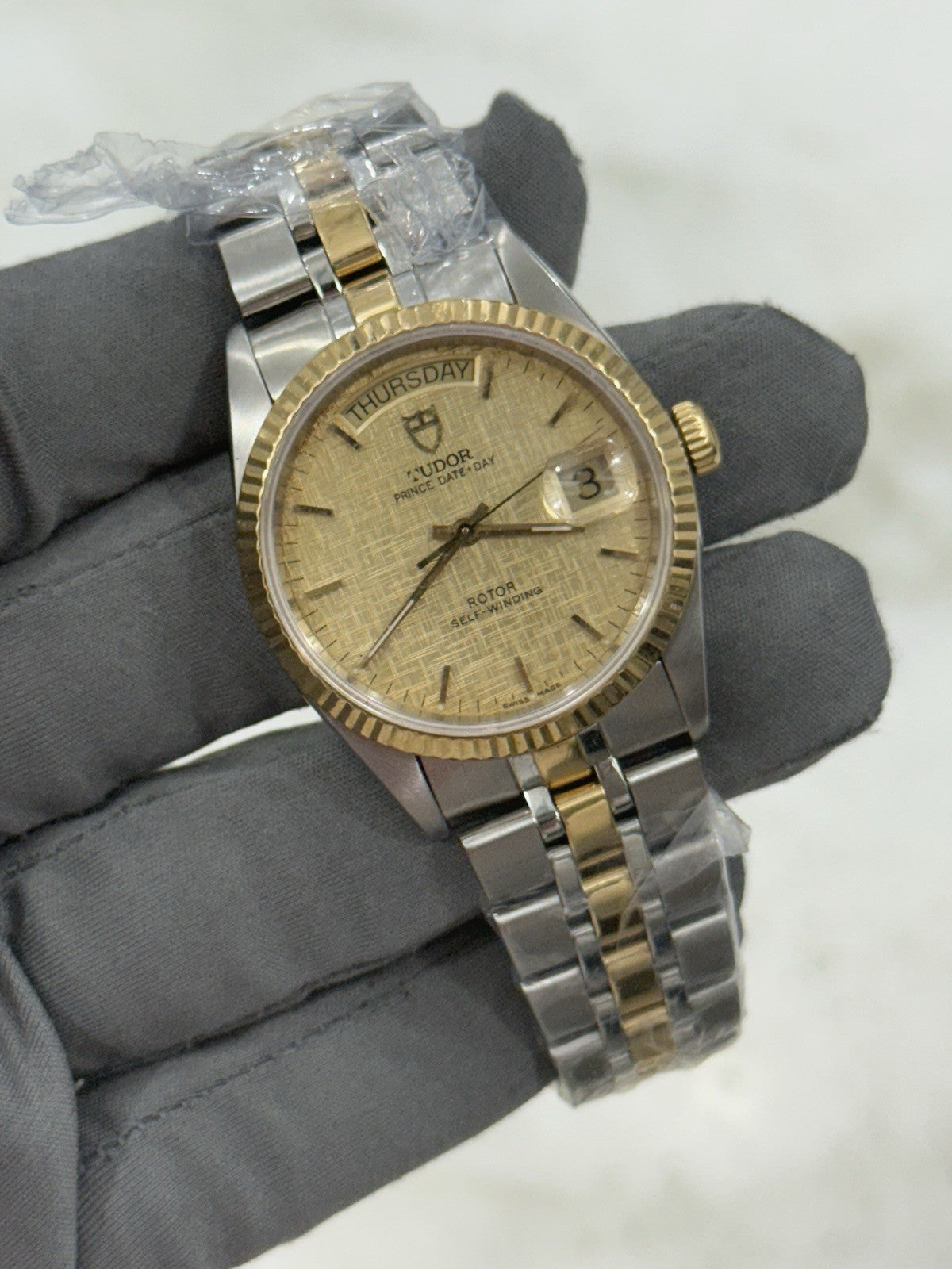 TUDOR Prince Date Day 76213 Champagne Dial Men's Two Tone Automatic Watch - READ