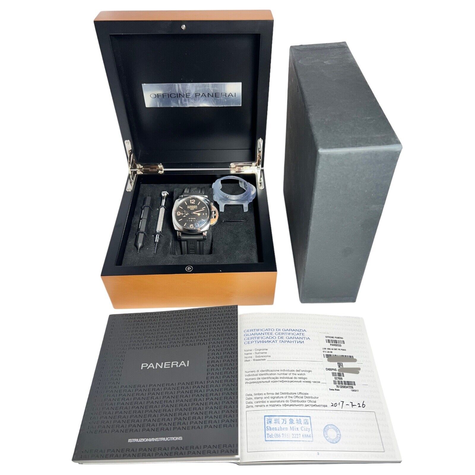 Panerai Luminor 1950 10 Days GMT Automatic 44mm PAM00533 Wrist Watch Box & Paper