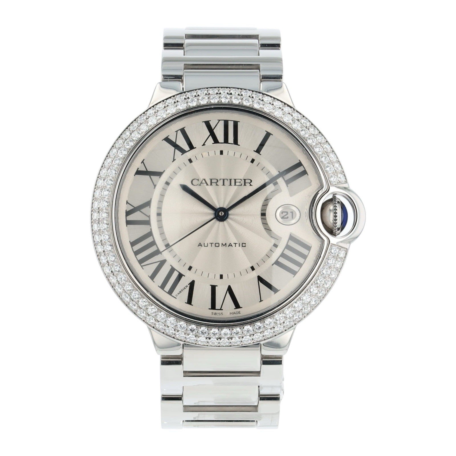Cartier Ballon Bleu Stainless Steel Silver Dial 42mm Automatic Mens W69012Z4