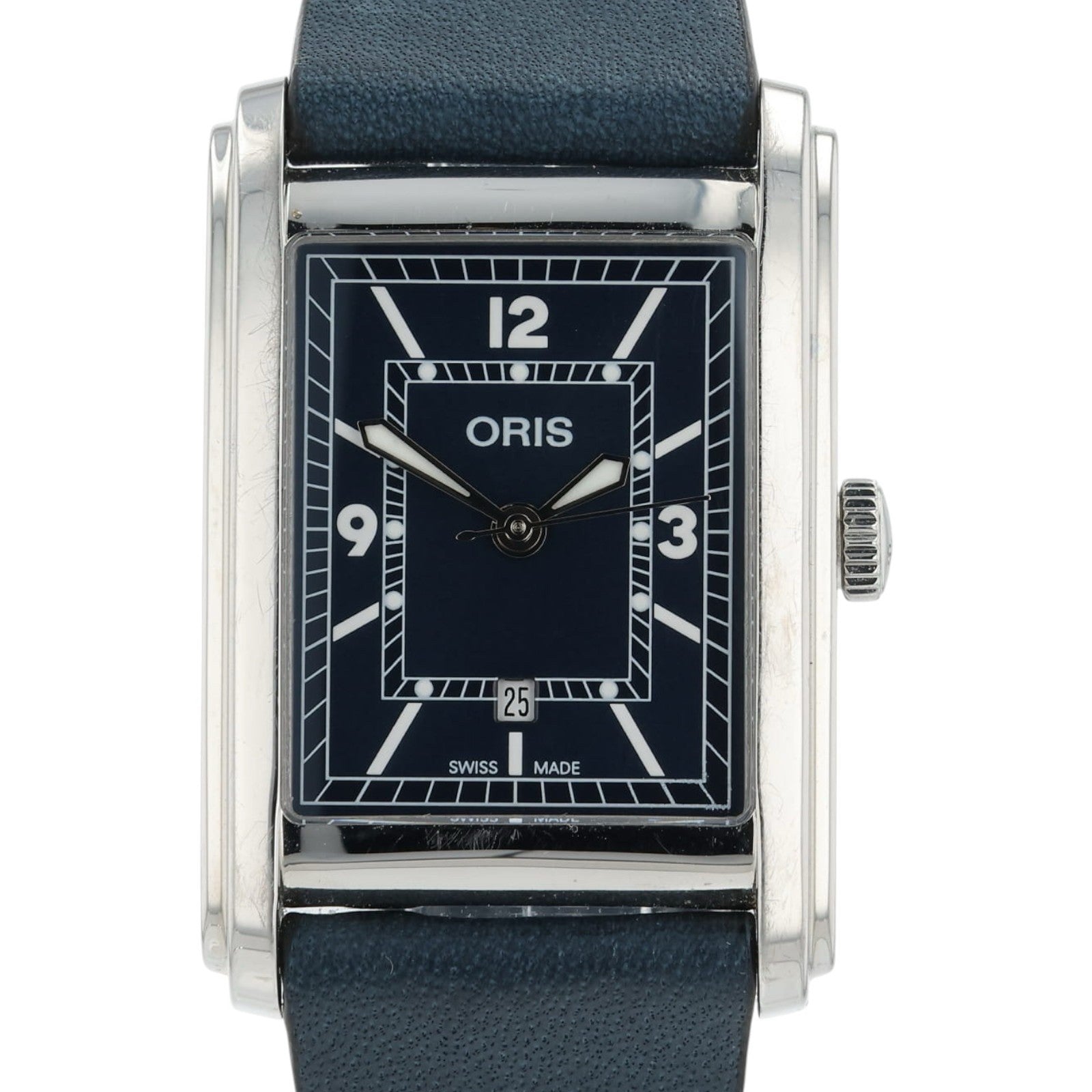Oris Rectangular Stainless Steel Blue Dial 25x38mm Automatic Men's Watch 7783