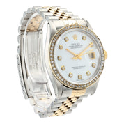 Rolex Datejust 36 Gold & Steel Mother Of Pearl Dial 36mm Automatic Men’s 16013