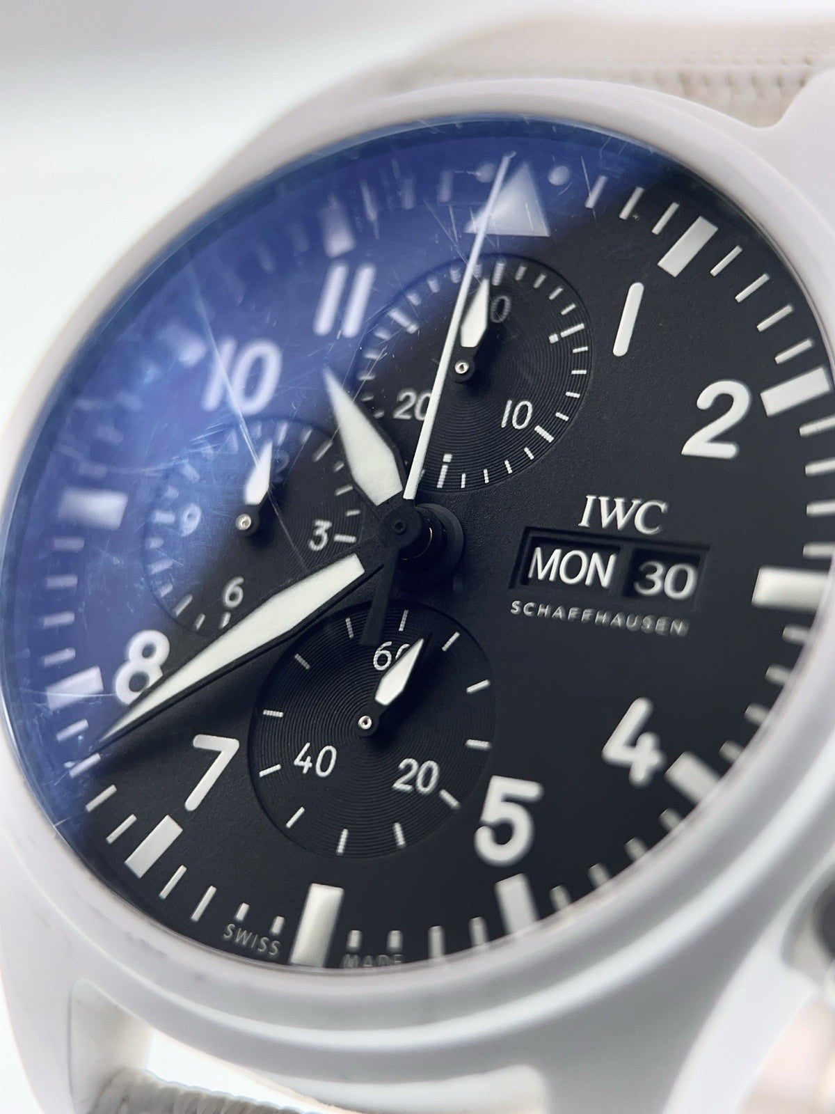 IWC Pilot Top Gun Chronograph Black Dial "Lake Tahoe" White Ceramic 44mm Watch