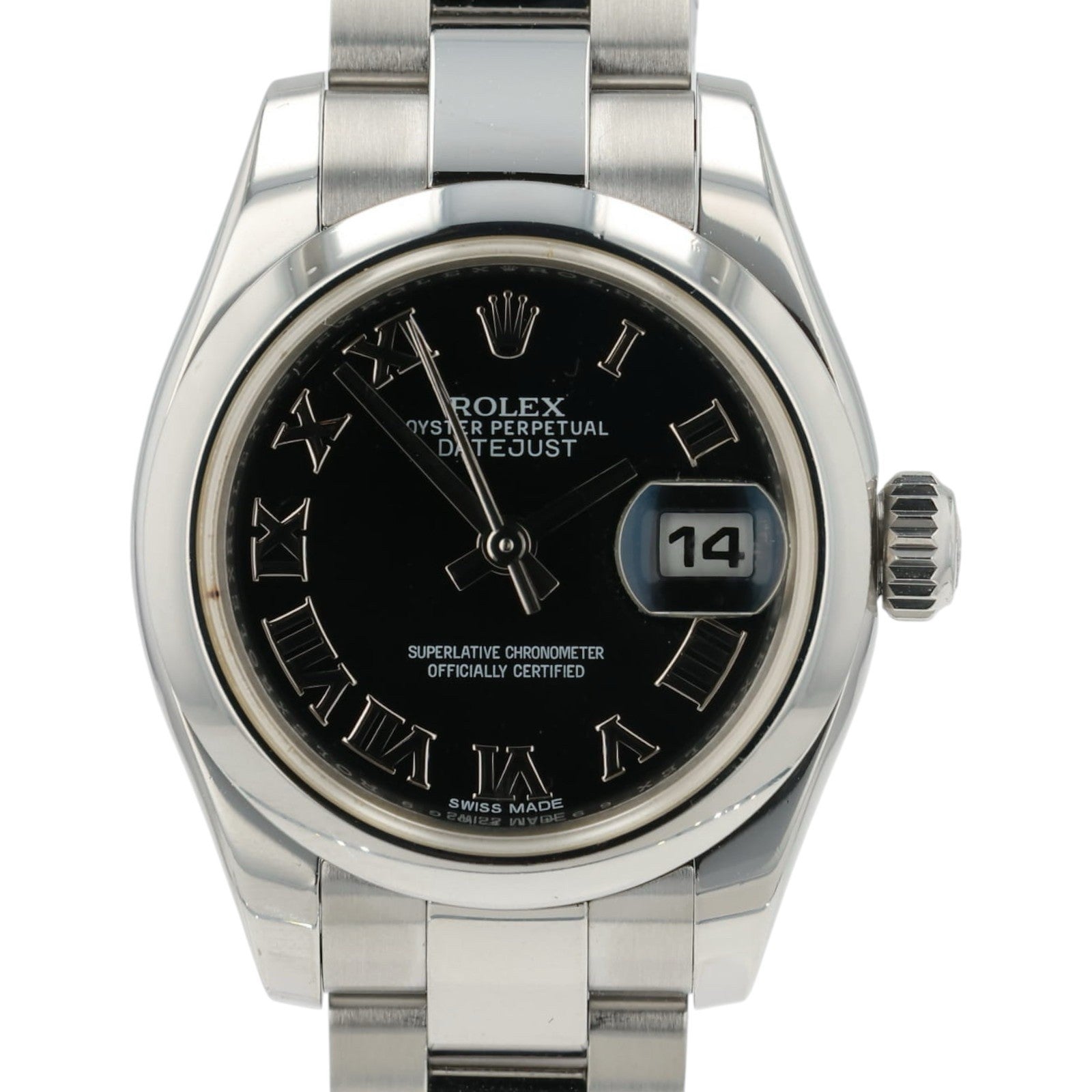 Rolex Ladies Datejust Black Dial Stainless Steel 26mm Automatic Women’s 179160
