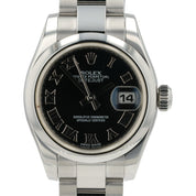 Rolex Ladies Datejust Black Dial Stainless Steel 26mm Automatic Women’s 179160