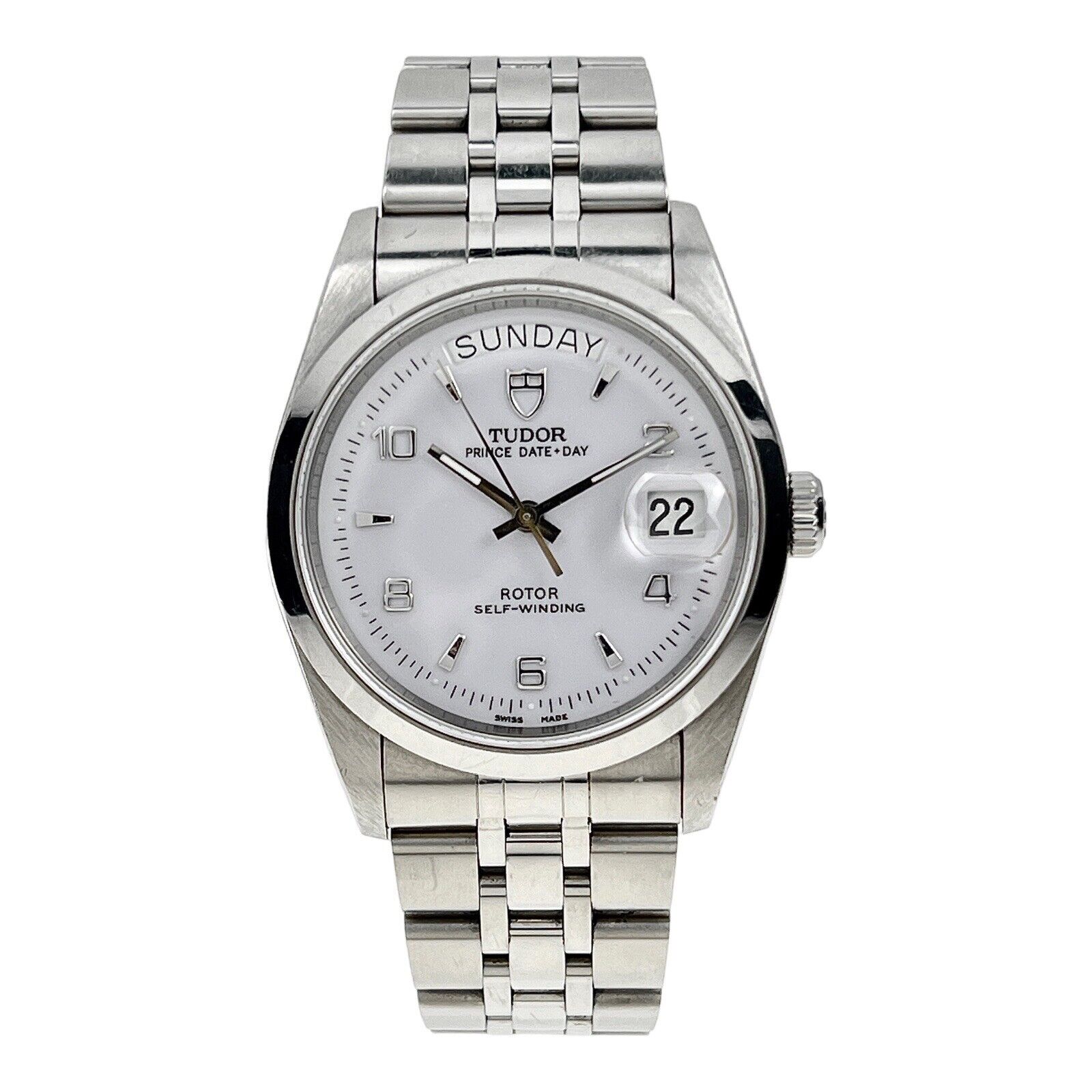 Tudor Prince Date Day 76200 White Dial Swiss Automatic Men's Watch 36mm Steel