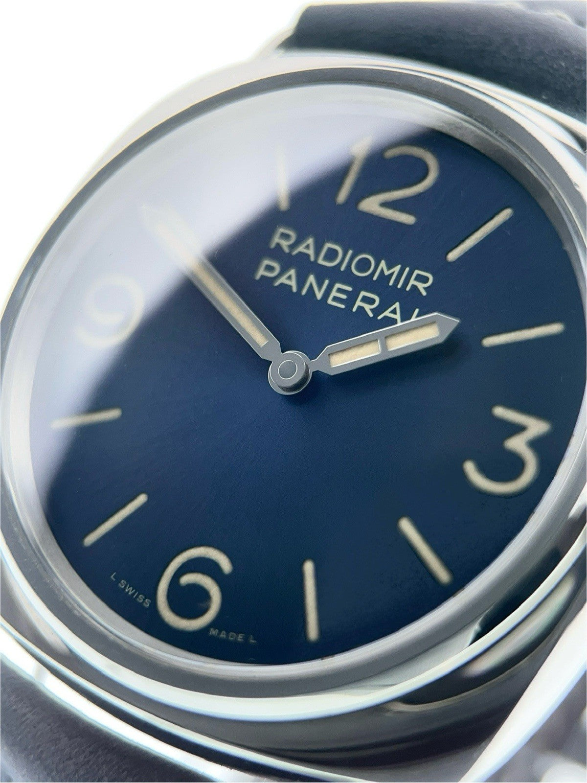 Panerai Radiomir Stainless Steel Blue Dial 45mm Manual Wind Mens Watch PAM01383