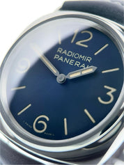 Panerai Radiomir Stainless Steel Blue Dial 45mm Manual Wind Mens Watch PAM01383