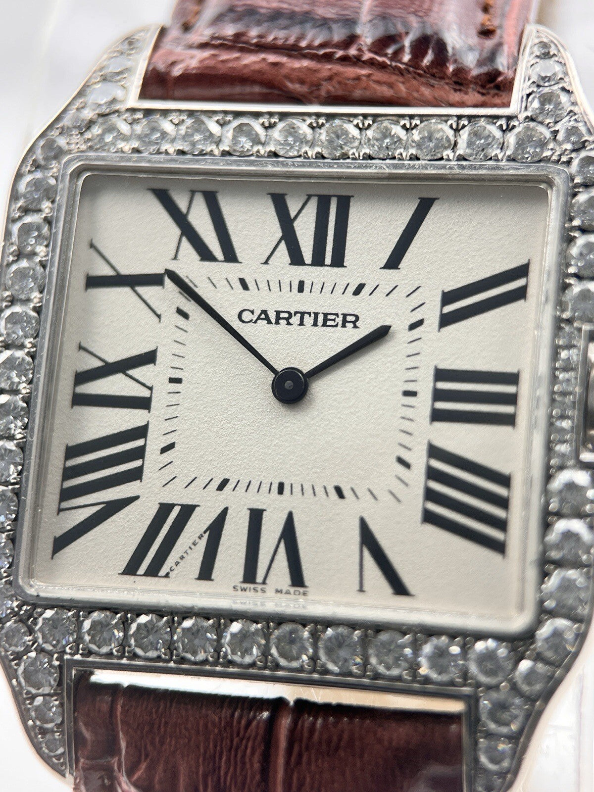 Cartier Santos Dumont Manual Wind 35mm 18k White Gold - AM Diamonds