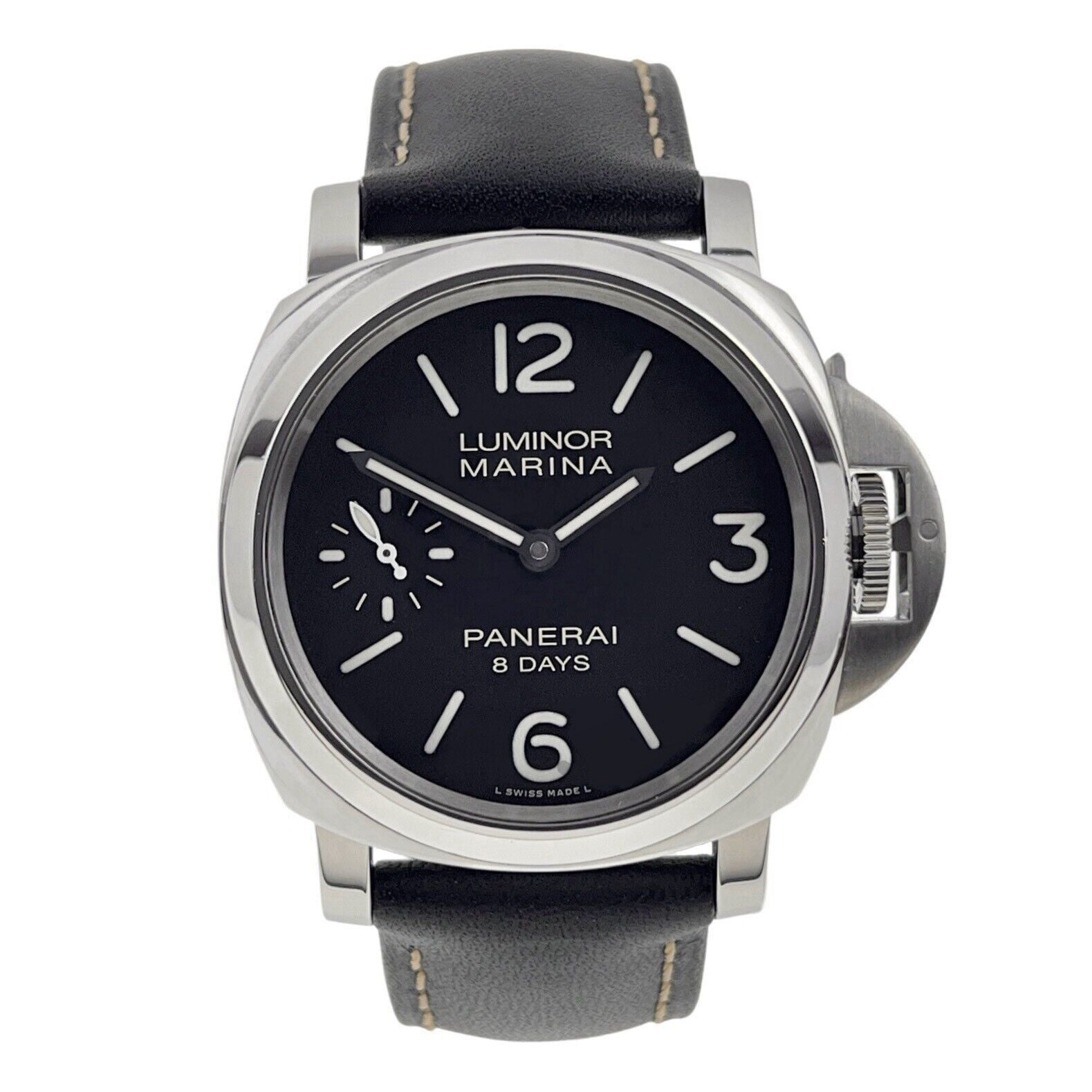 Panerai Luminor Marina 8 Days Steel Black Dial 44mm Manual Wind Watch PAM00510