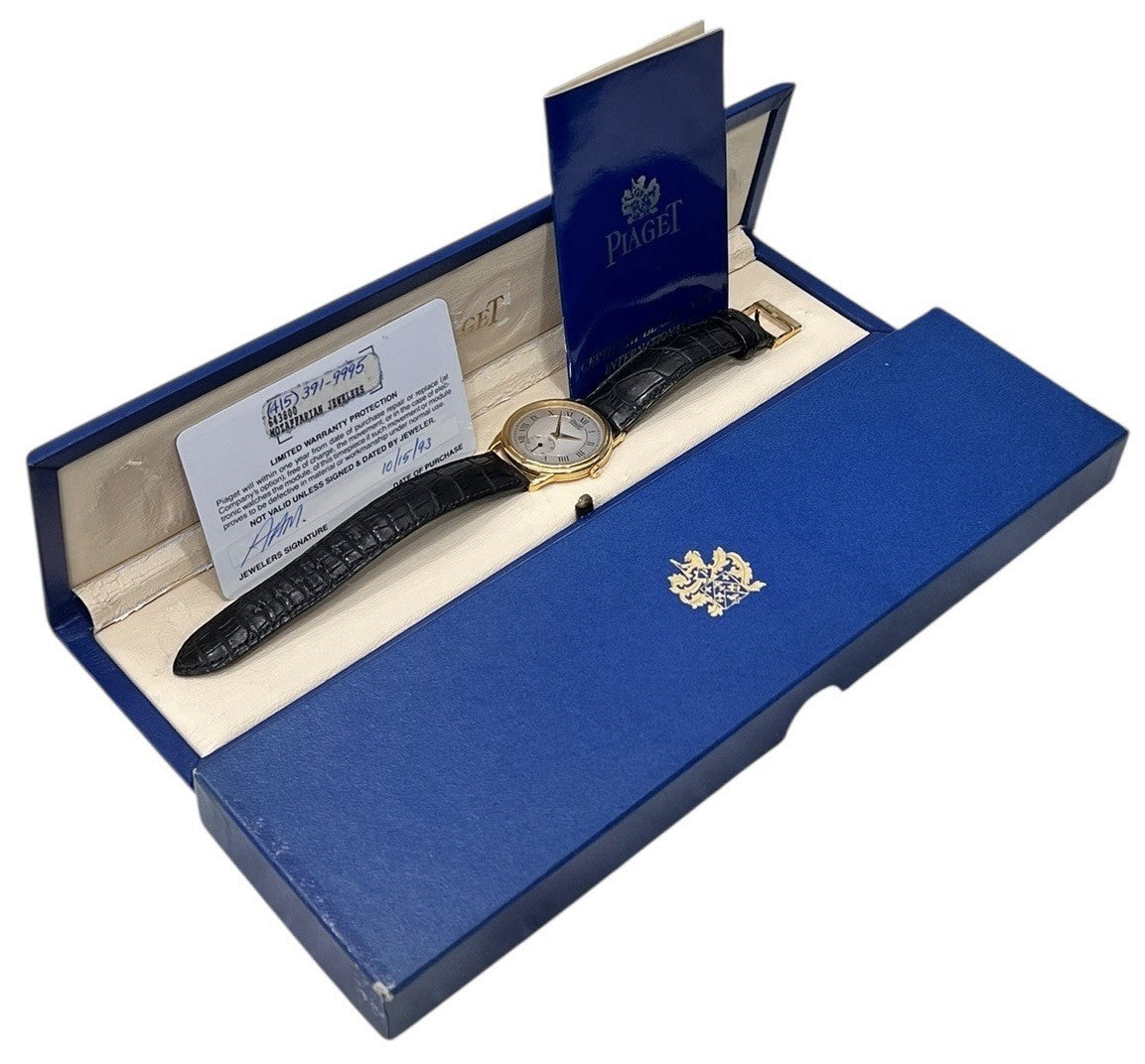 Piaget Gouverneur 18k Yellow Gold Silver Dial 34mm Manual Wind Men's Watch 15968