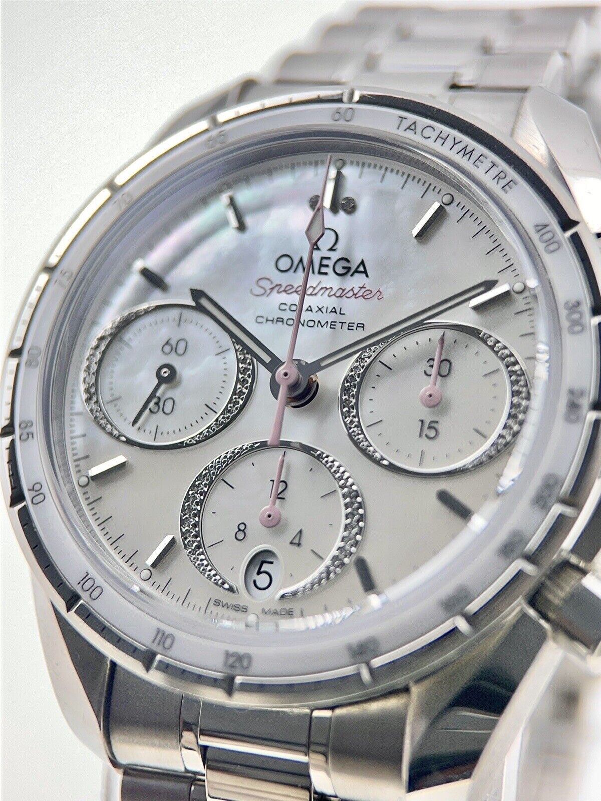 Omega Speedmaster Steel 38mm Diamond Automatic Unisex Watch 324.30.38.50.55.001