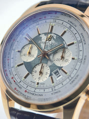 Breitling Transocean Chrono 18k Rose Gold White Dial 46mm Automatic Watch RB0510