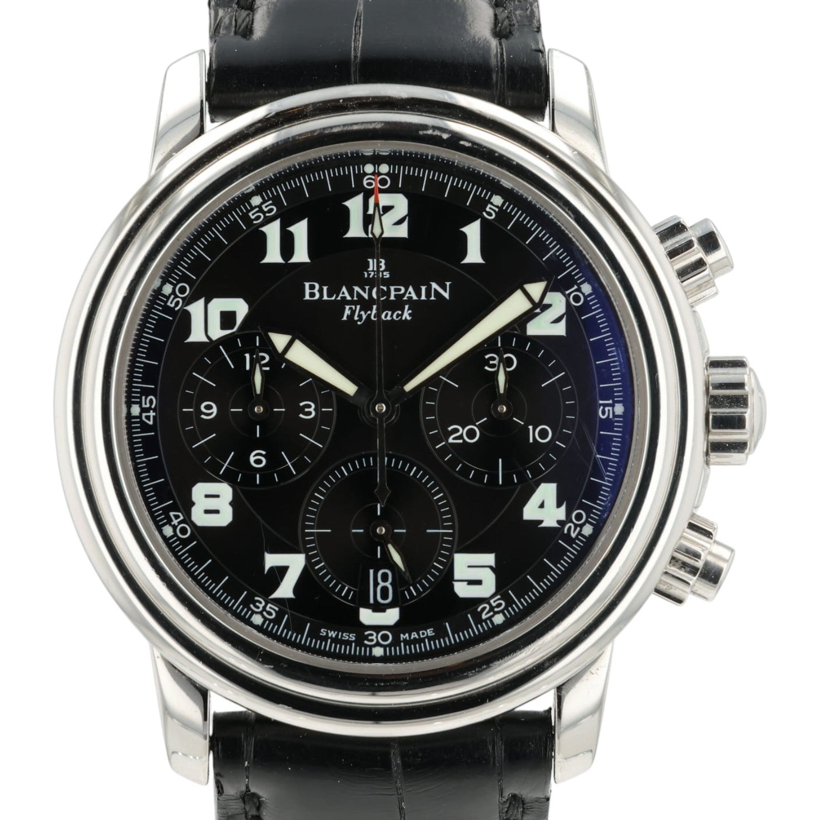 Blancpain Leman Fly-Back Chronograph Black Dial Steel 38mm Automatic Watch 2185F